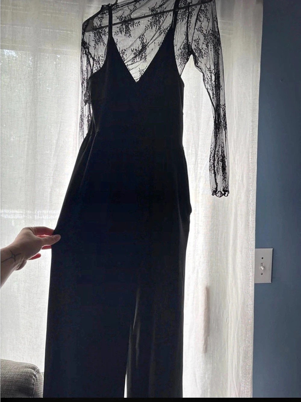 Black Lace Sleeve Jumpsuit Like New